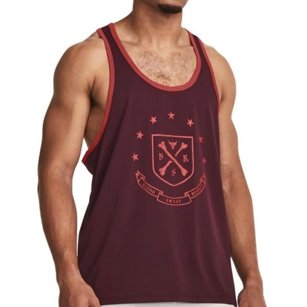 Project Rock Gym Tank Maroon Racer Top Sleeveless NEW $55 Msrp Large